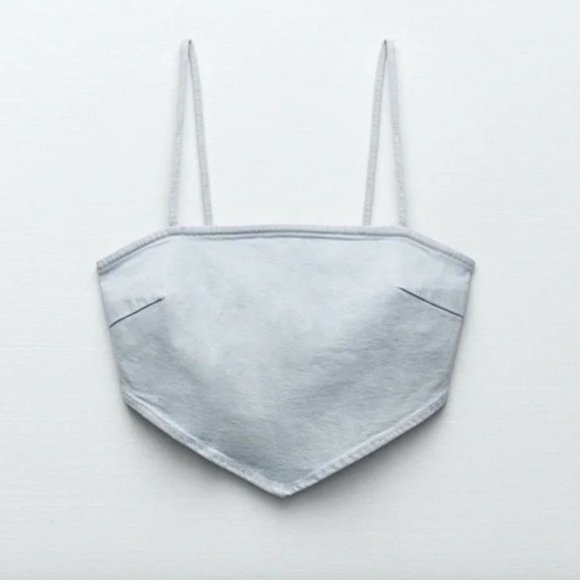 Zara Tops - Zara NWT Denim Triangle Bandana Crop